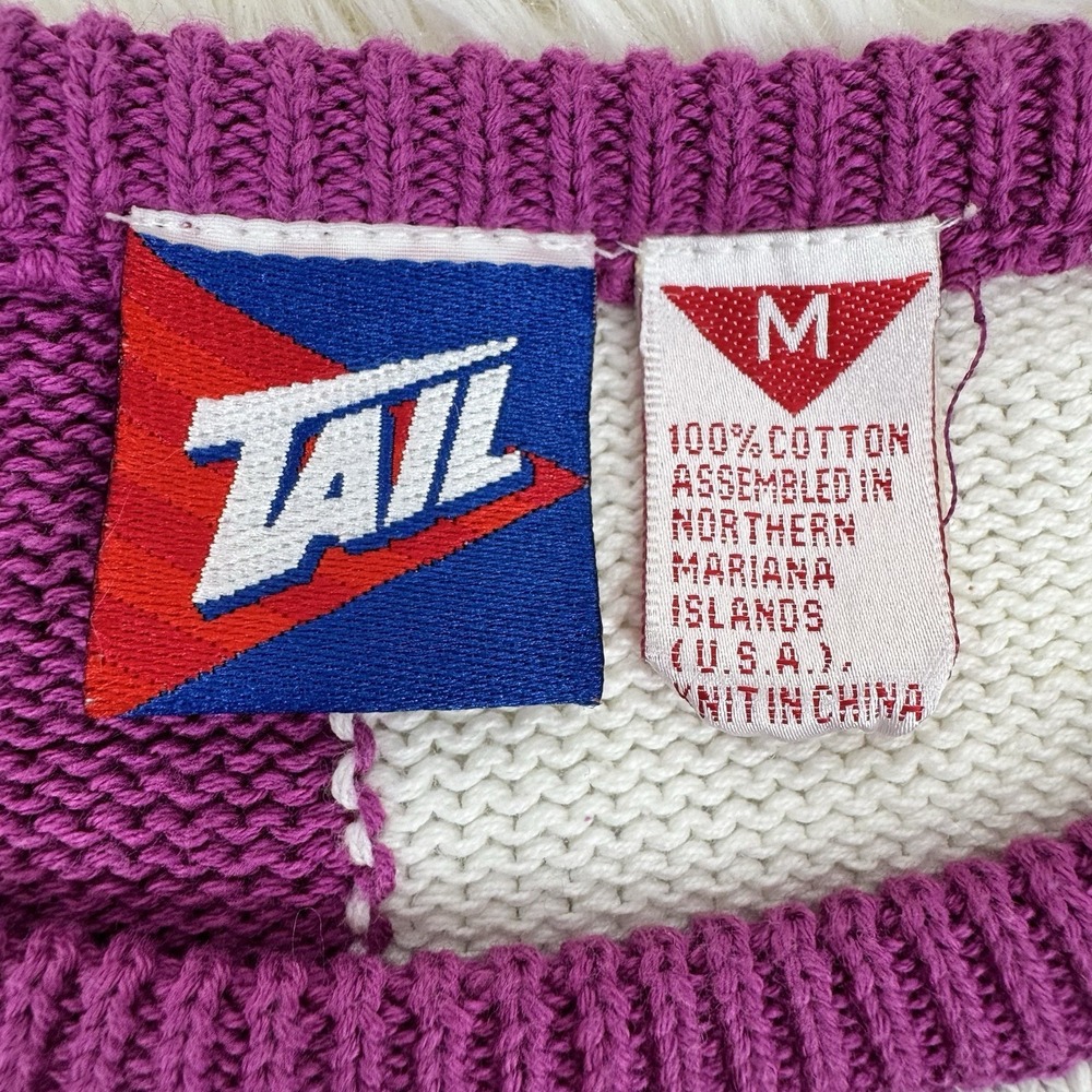 Vintage 80s Intarsia Knit Sweater Womens M Retro Quirky Maximalist Dopamine Boxy - Picture 7 of 8